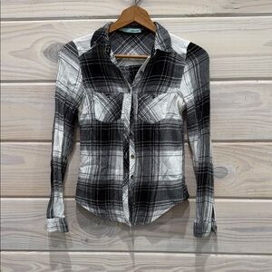 Maurices Black and White Plaid Button Down Shirt